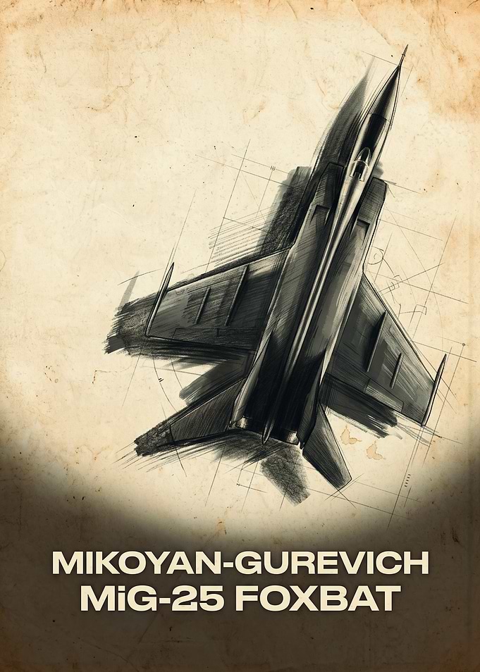Mikoyan-Gurevich MiG-25 Foxbat Blueprint Poster