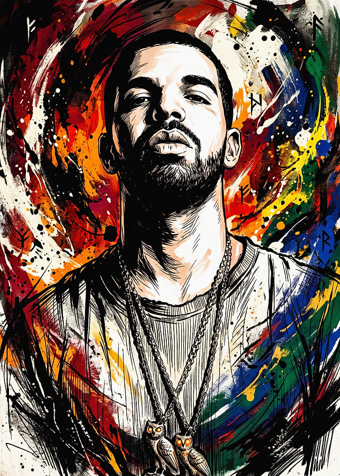Drake Colorful Abstract Portrait Art