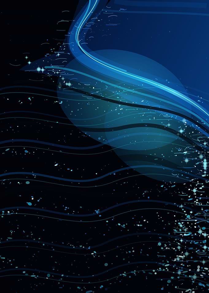 Abstract Blue Wave and Particle Background