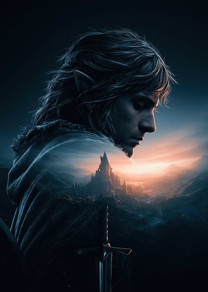 Double Exposure Elf Warrior and Castle