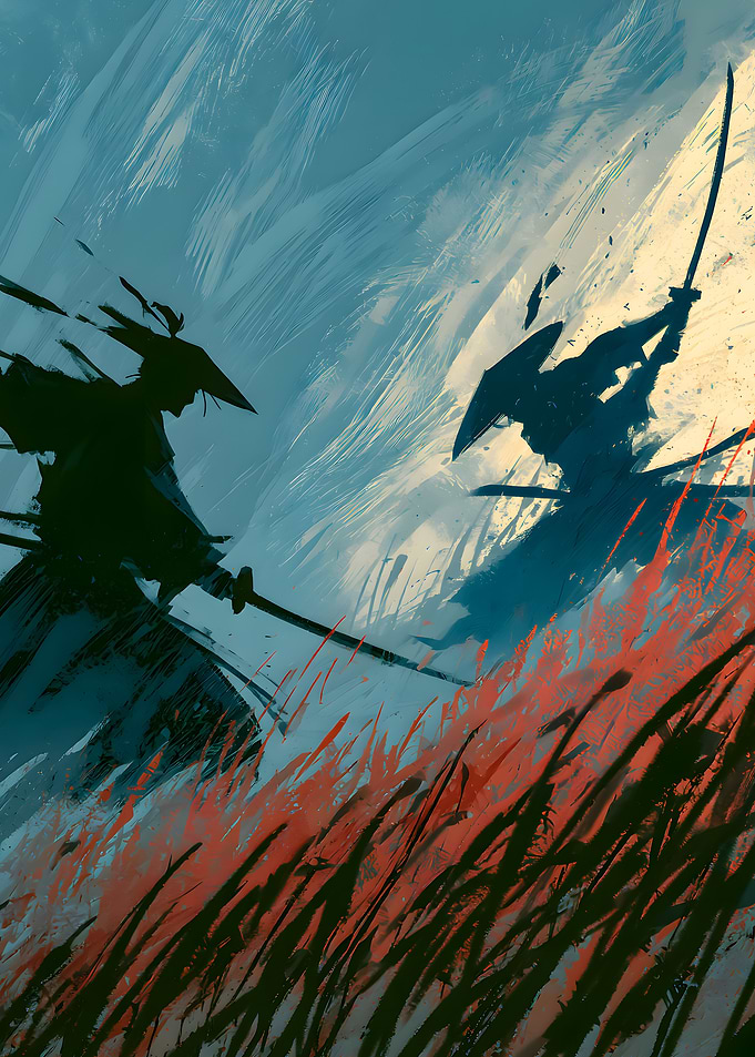Samurai Duel in Red Grass