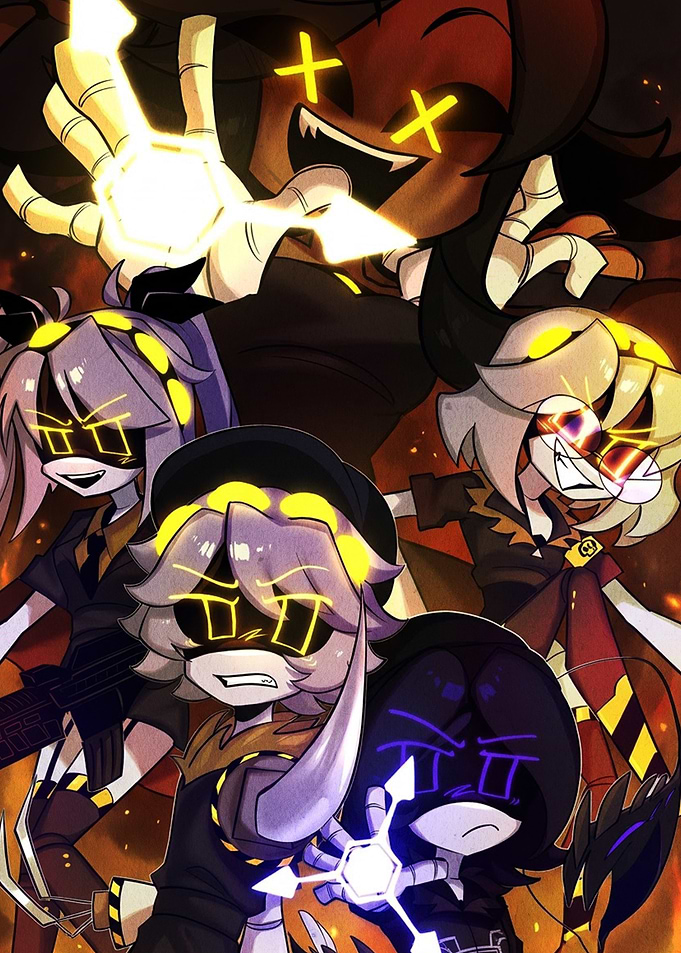 Murder Drones Character Group Illustration