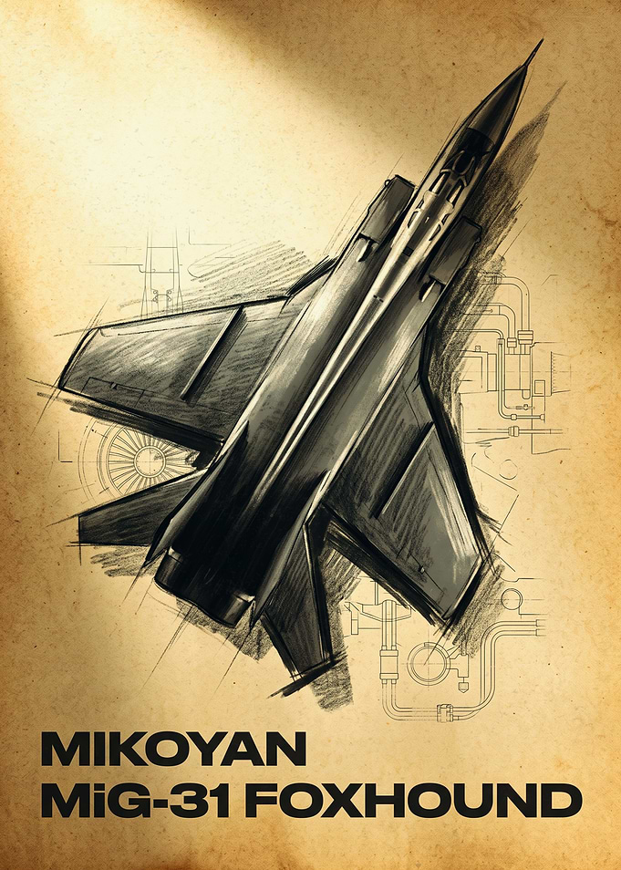 Mikoyan MiG-31 Foxhound Blueprint Poster