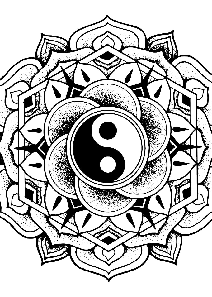 Yin Yang Lotus Mandala Design