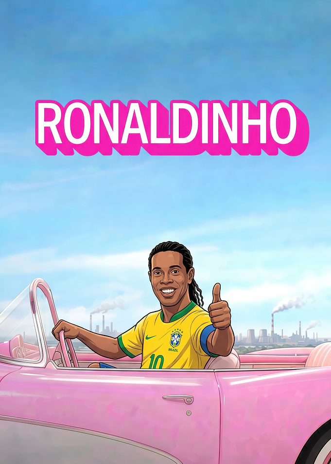 Ronaldinho in a Pink Convertible
