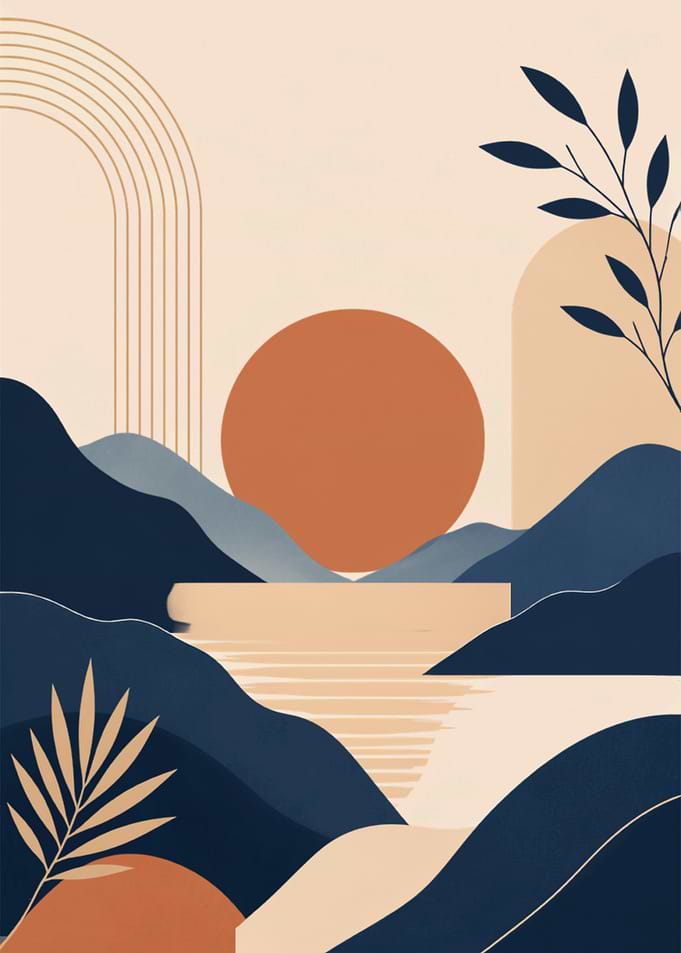 Minimalist Abstract Landscape Sunset Art