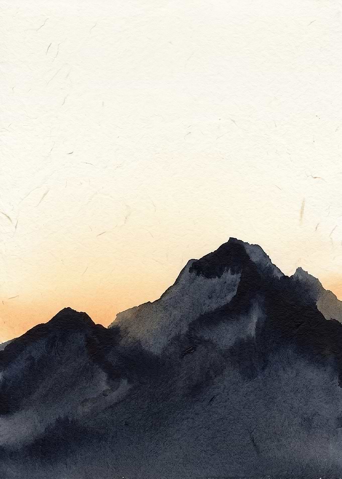 Amber Horizon Alpine Silhouette Art