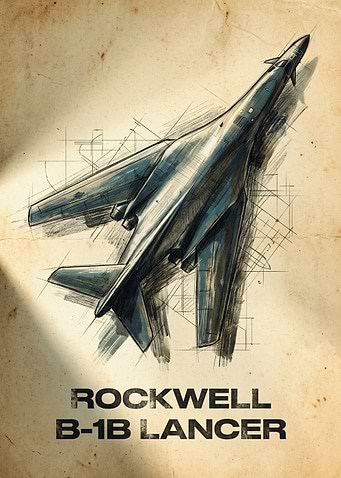 Rockwell B-1B Lancer Blueprint Poster