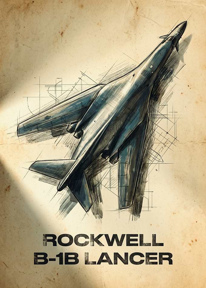 Rockwell B-1B Lancer Blueprint Poster