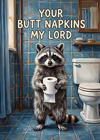 Funny Raccoon Holding Toilet Paper