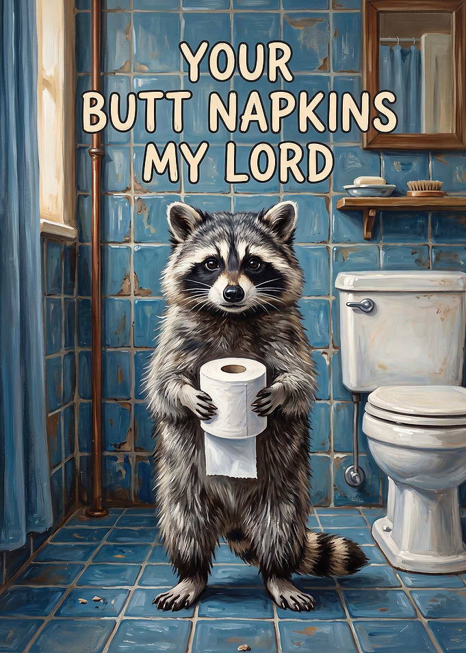 Funny Raccoon Holding Toilet Paper