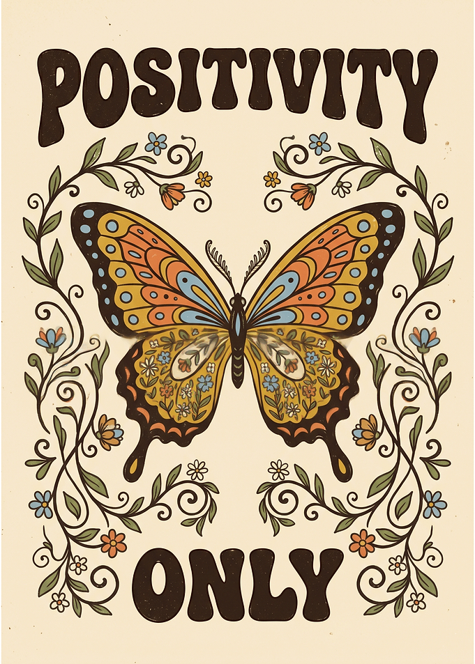 Positivity Only Retro Butterfly Poster
