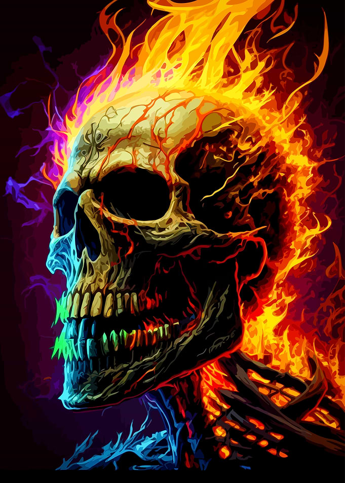 Flaming Skull Digital Art