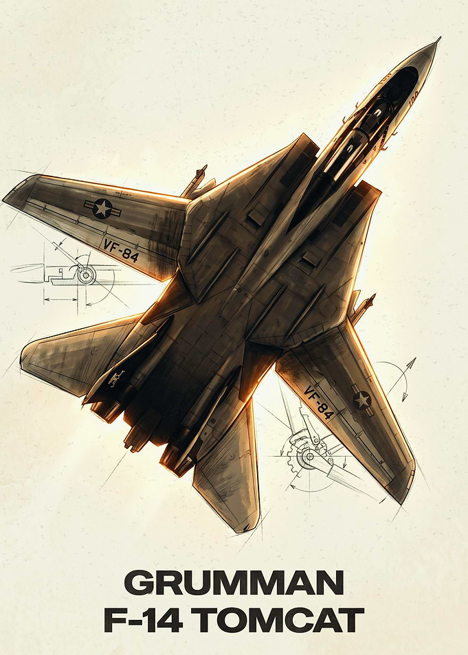 Grumman F-14 Tomcat Blueprint Poster