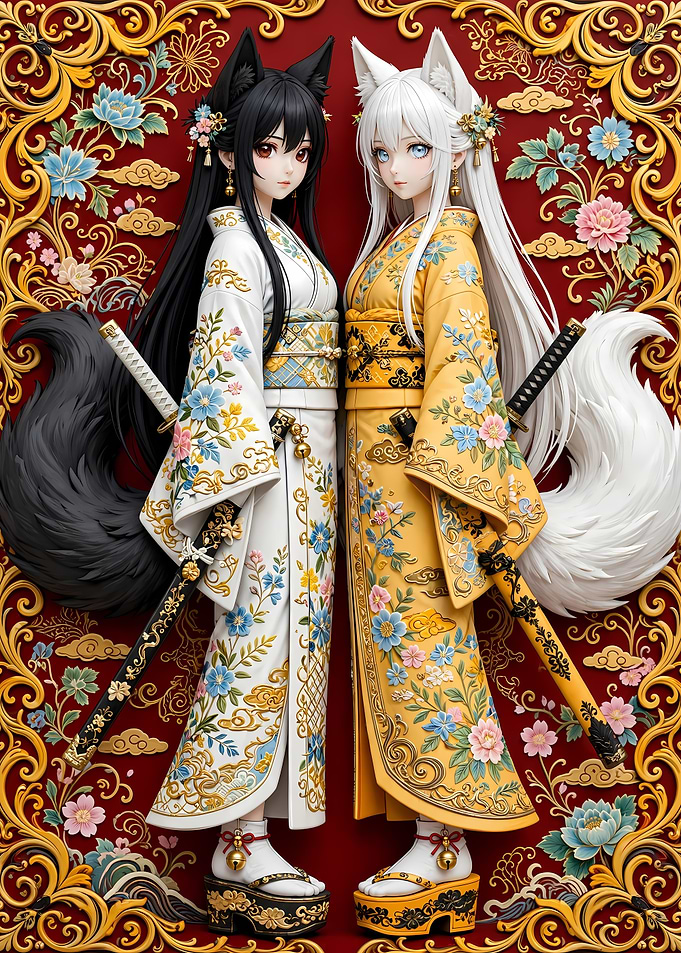 Dual Fox Spirit Samurai Sisters