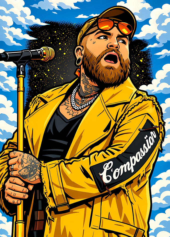 Tattooed Singer in Yellow Jacket