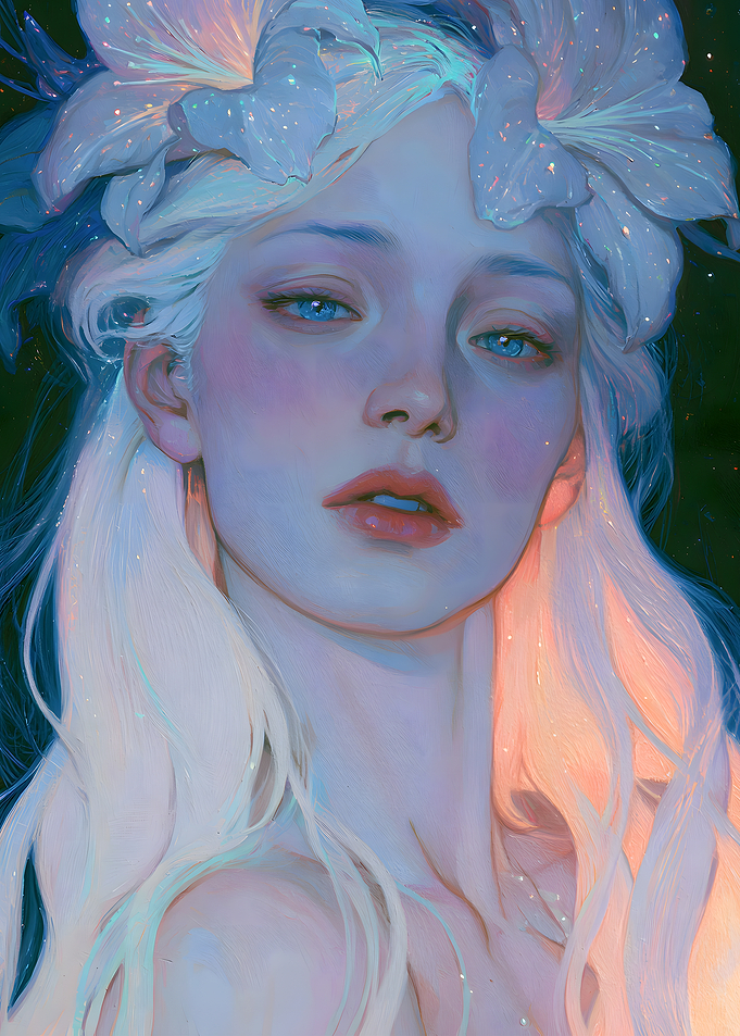 Ethereal Woman with Floral Crown