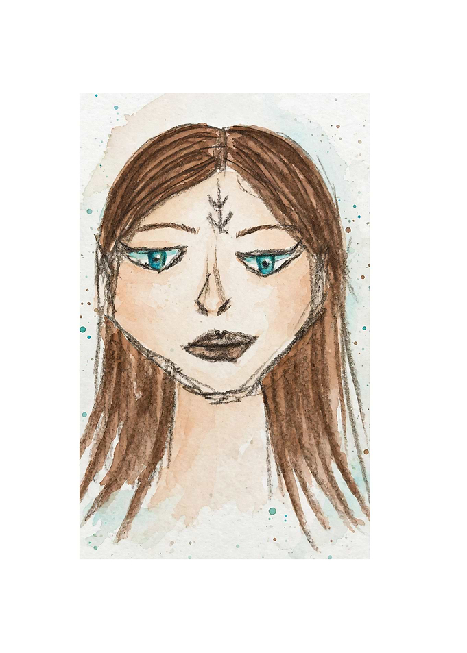 Turquoise Third Eye - Boho Watercolor Mystic Portrait
