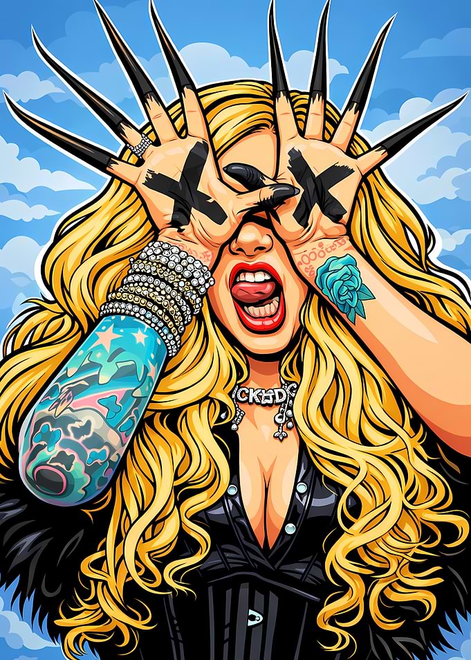 Edgy Blonde Woman with Long Nails
