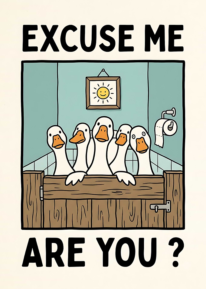 Funny Ducks Interrupting in Bathroom