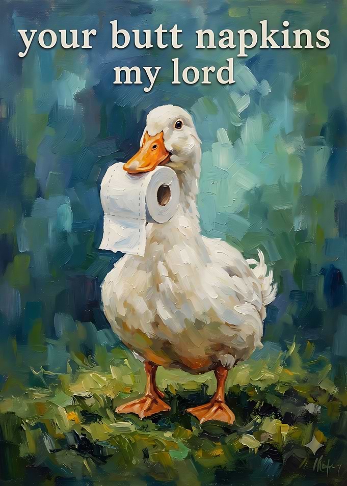 Funny Duck Holding Toilet Paper