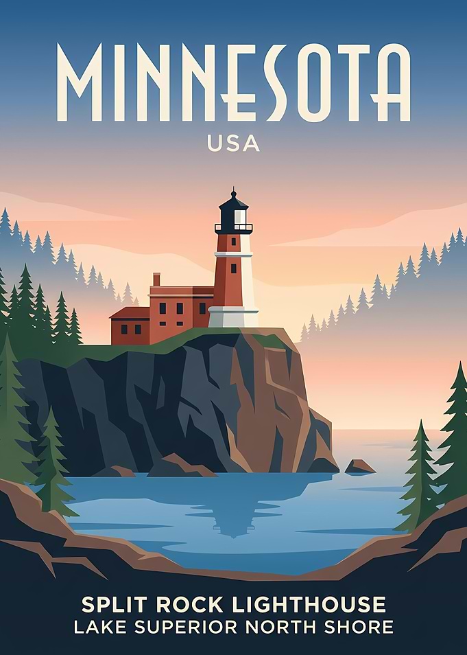 Minnesota Split Rock Lighthouse Travel Poster