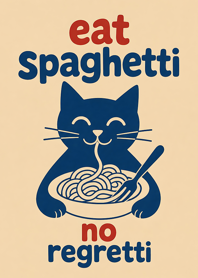 Eat Spaghetti No Regretti Cat Eating Pizza Funny