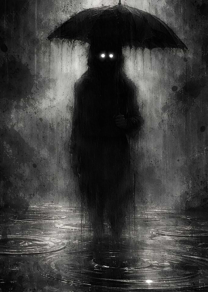Shadowy Figure with Glowing Eyes