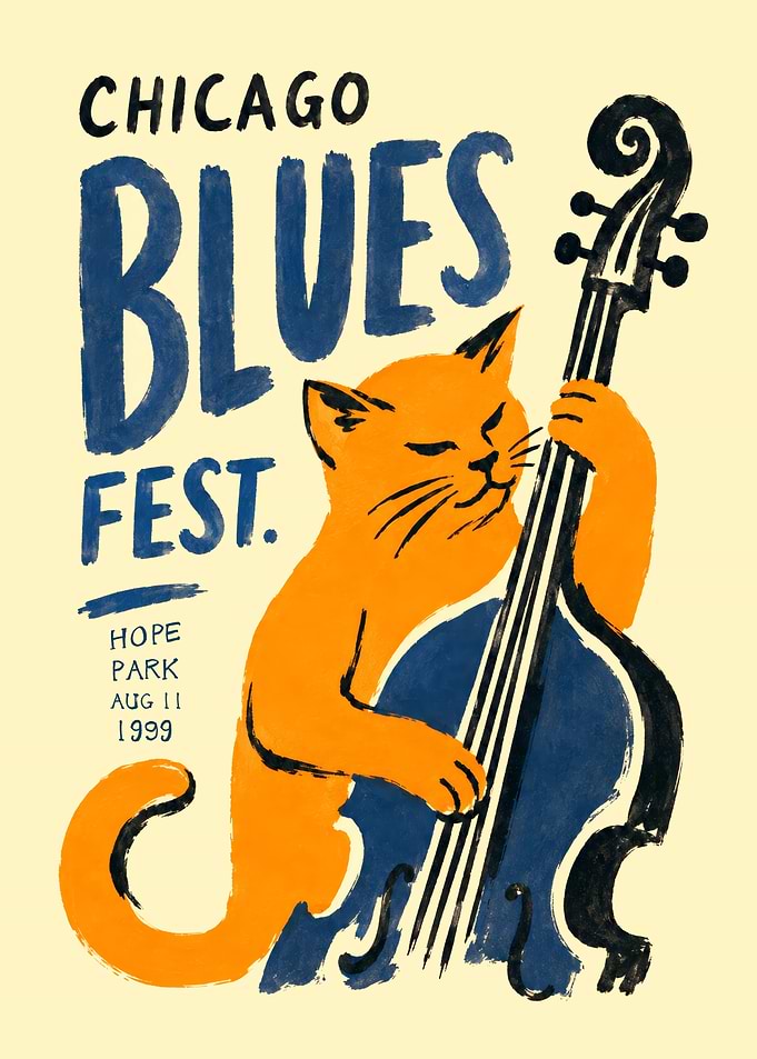 Chicago Blues Fest Cat Poster