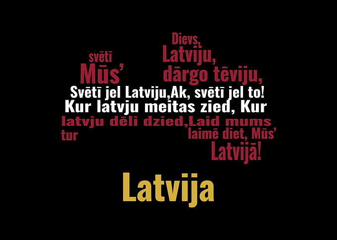 Latvian National Anthem Text Art