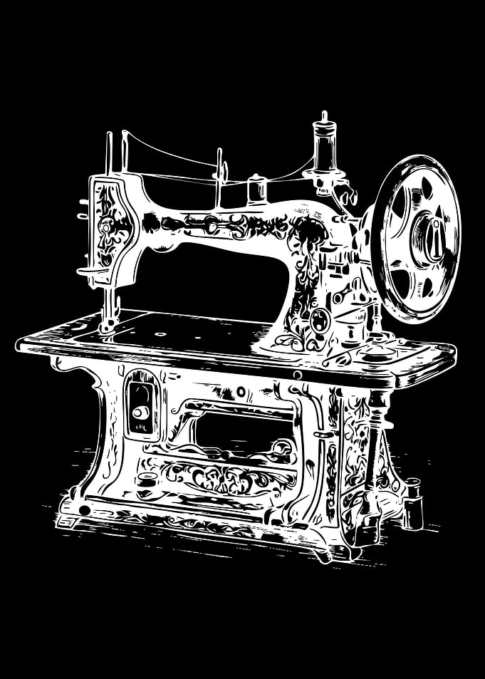 Vintage Sewing Machine Line Art