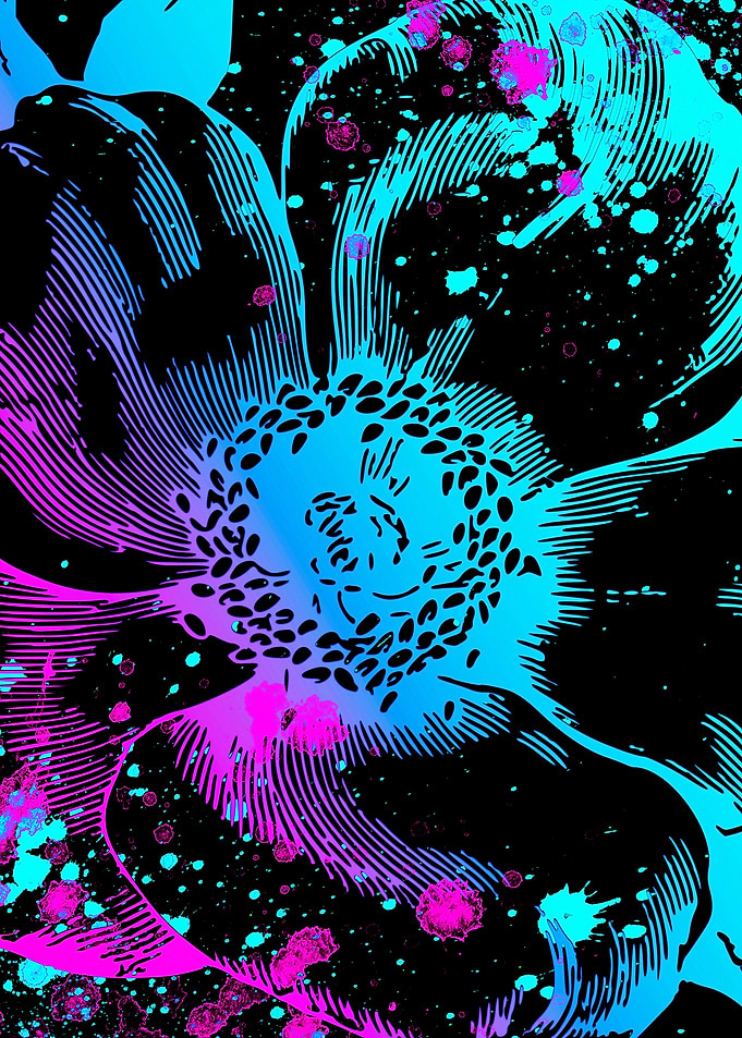 Neon Splatter Floral Art