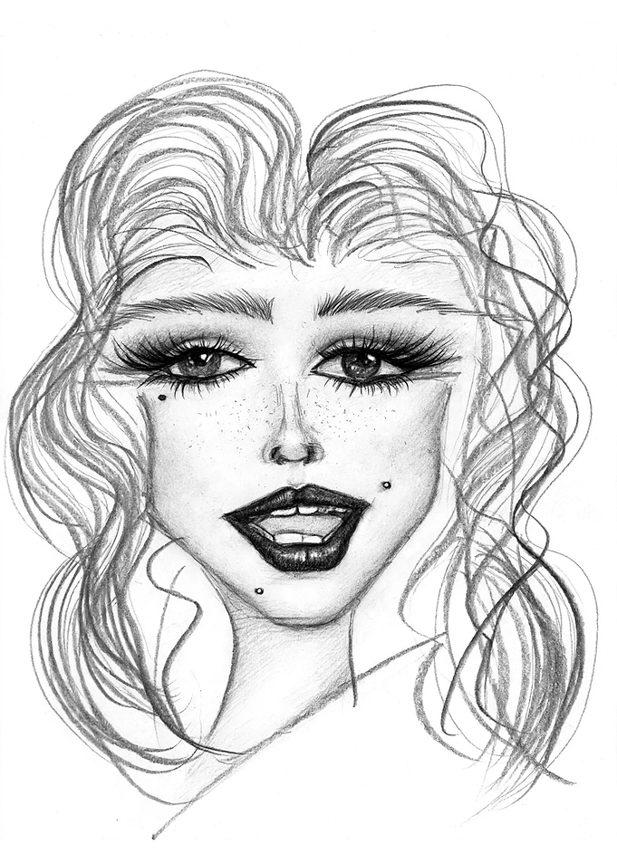 Glam 90s Supermodel - Pencil Fashion Portrait