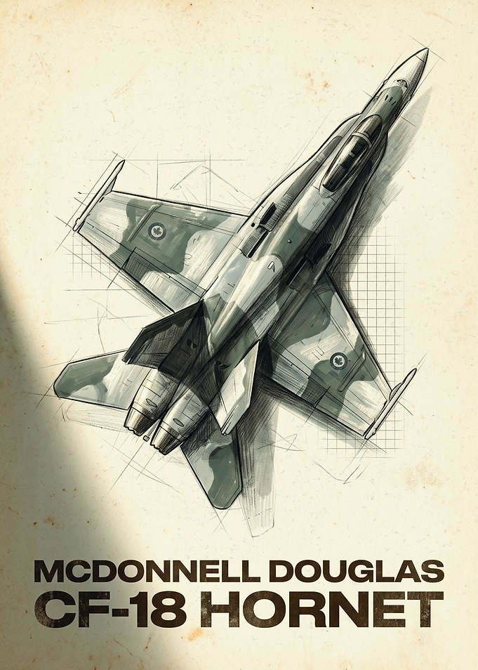 McDonnell Douglas CF-18 Hornet Blueprint Poster