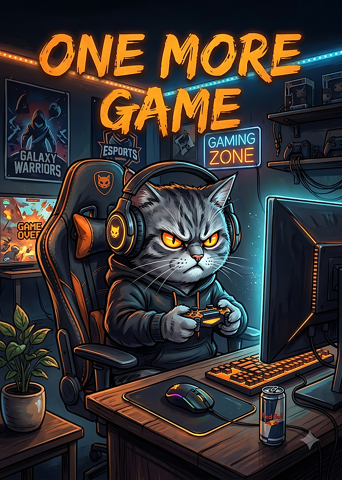 Gamer Cat in Gaming Room