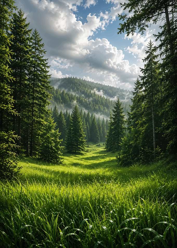 Lush Green Forest Meadow