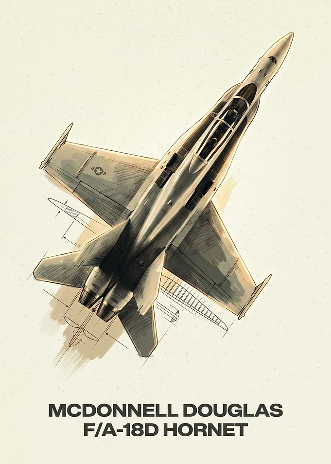 McDonnell Douglas F/A-18D Hornet Blueprint Art