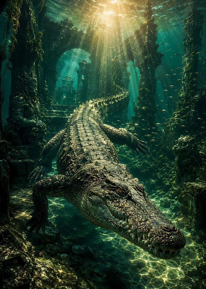 Giant Crocodile in Sunken Ruins