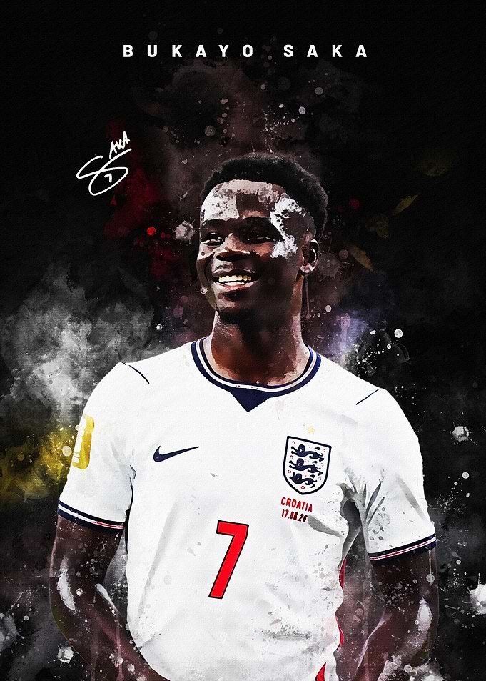 Bukayo Saka England Football Poster