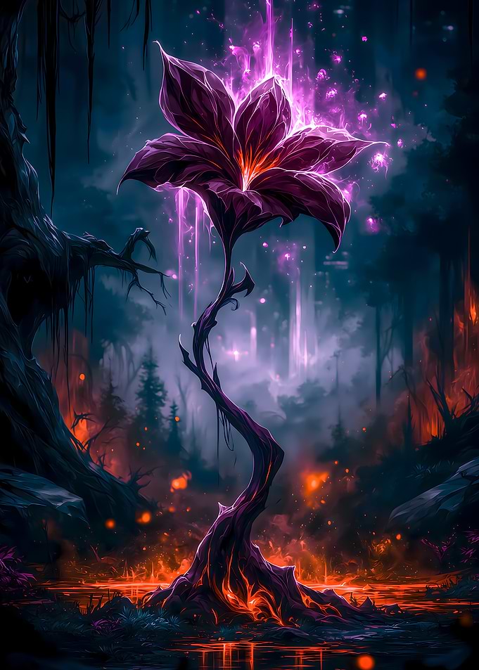 Glowing Magical Purple Flower