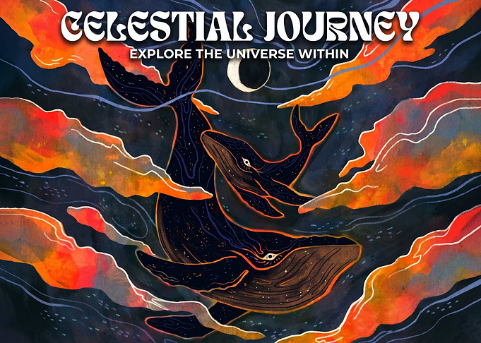 Celestial Journey Whale Art Print