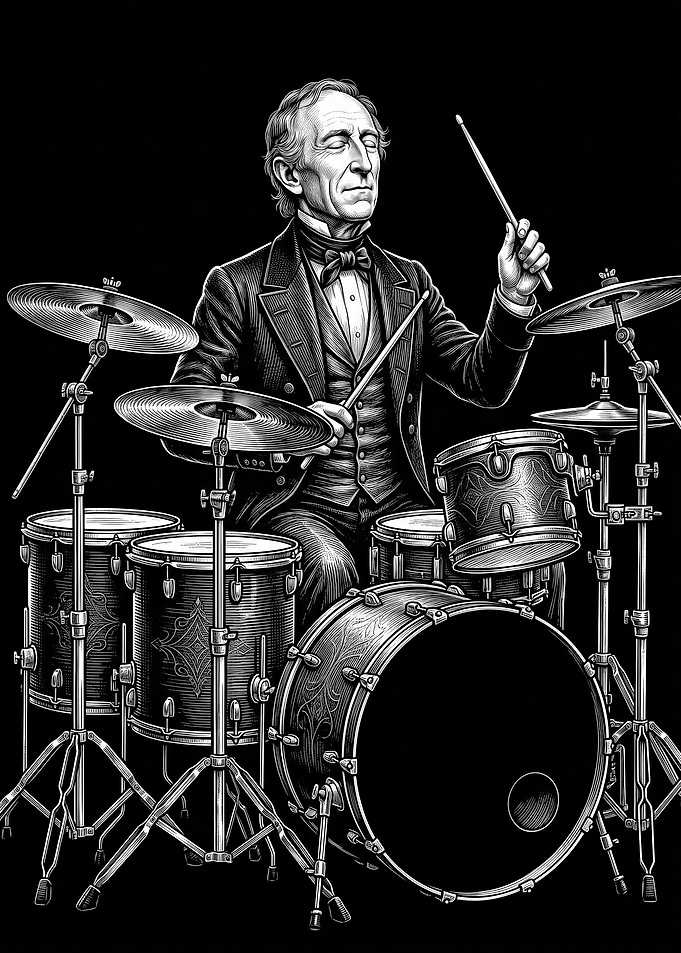 John Tyler Gentleman Drummer Illustration