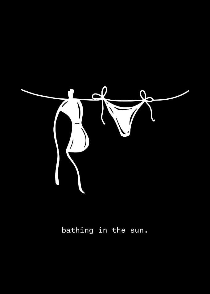Bathing in the Sun – Minimalist Clothesline Line Art