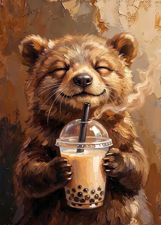 Bear Drinking Bubble Tea