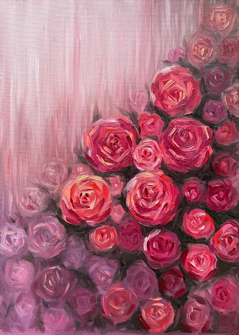 Abstract Pink Rose Oil Painting