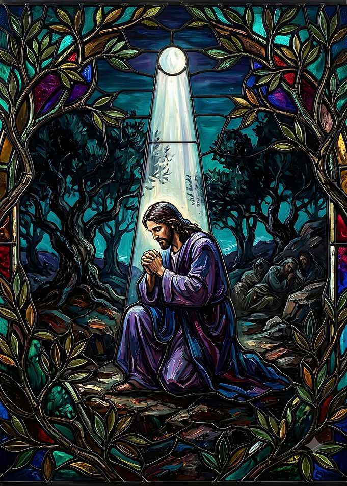 Jesus Praying in Gethsemane Stained Glass