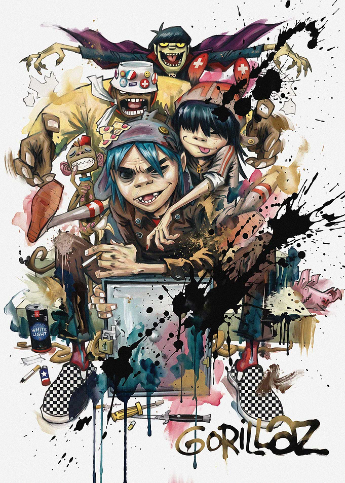 Gorillaz Band Members Artistic Illustration