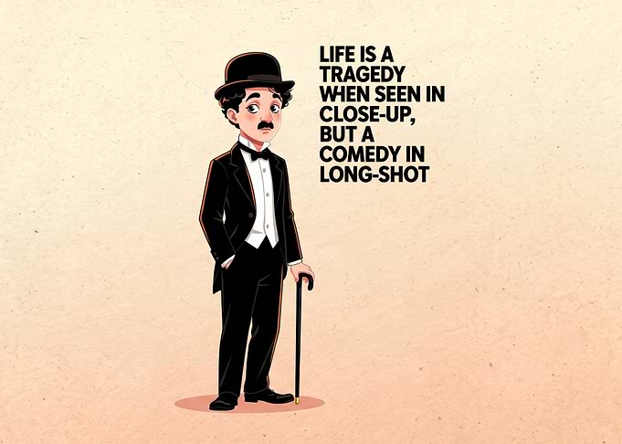 Charlie Chaplin Inspirational Quote Illustration
