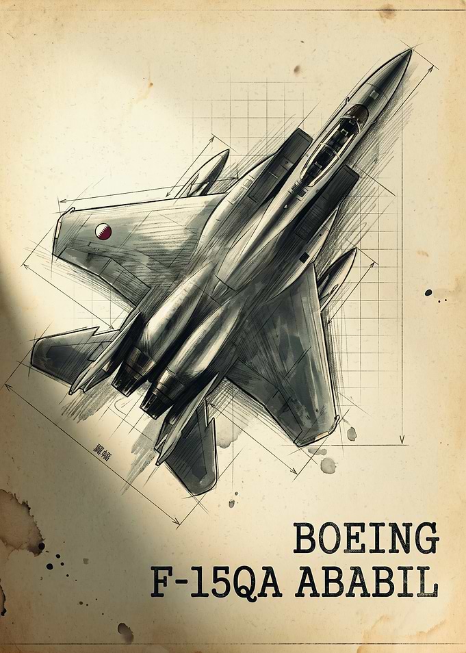 Boeing F-15QA Ababil Blueprint Poster
