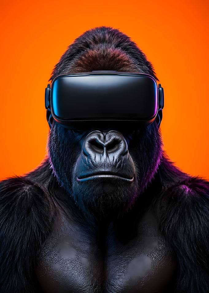 Gorilla Wearing Virtual Reality Headset
